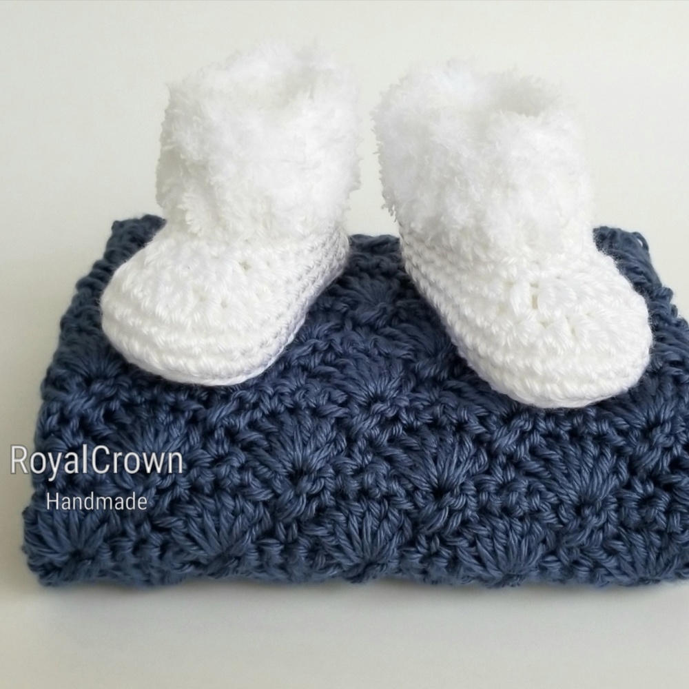 Crochet Baby Booties White Newborn
